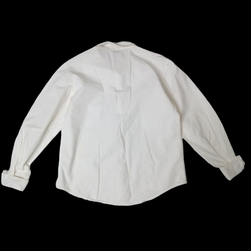 Womens Sharon Young Button-Up Embroidered Collar & Cuff Shirt Top Size L White - Picture 5 of 7